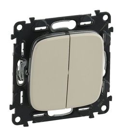 Переключатель 2-клавишный VALENA ALLURE, скрытый монтаж, слоновая кость