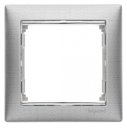 Рамка 1 пост VALENA, алюминий матовый / серебряный штрих