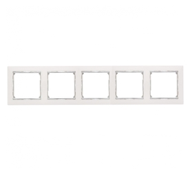 Рамка 5 постов VALENA, белый / серебряный штрих