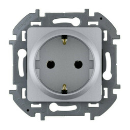 Розетка INSPIRIA, скрытый монтаж, с заземлением, алюминий, 673722